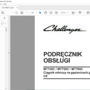 Challenger MT745C MT755C MT765C Ciągnik rolniczy na gąsienicach gumowych -CE PODRĘCZNIK OBSŁUGI - (Polish)
