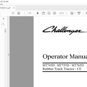 Challenger MT745D MT755D MT765D Rubber Track Tractor - CE Operator Manual