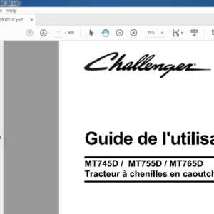 Challenger MT745D MT755D MT765D Tracteur a chenilles en caoutchouc Guide de l'utilisateur - (French)