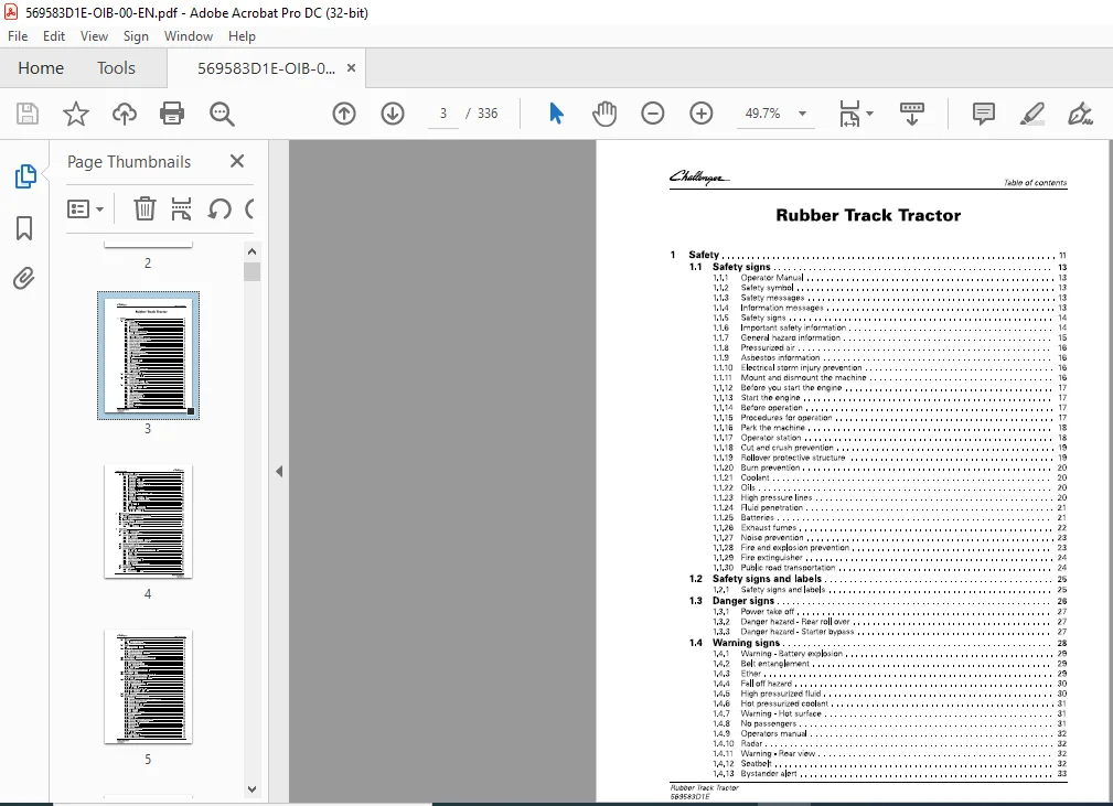 Challenger MT765E MT775E Rubber Track Tractor Operator's Manual 569583D1E - Image 3