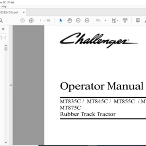 Challenger MT835C MT845C MT855C MT865C MT875C Rubber Track Tractor Operator Manual 522624D1J