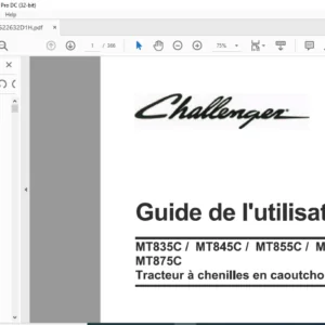 Challenger MT835C MT845C MT855C MT865C MT875C Tracteur a chenilles en caoutchouc - CE Guide de l'utilisateur