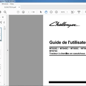 Challenger MT835C MT845C MT855C MT865C MT875C Tracteur а chenilles en caoutchouc Guide de l'utilisateur - (French)