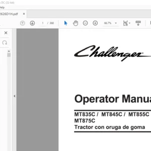 Challenger MT835C MT845C MT855C MT865C MT875C Tractor con oruga de goma Operator Manual