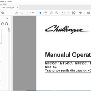 Challenger MT835C MT845C MT855C MT865C MT875C Tractor pe Senile din cauciuc - CE Manualul Operatorului - (ROMANIAN)