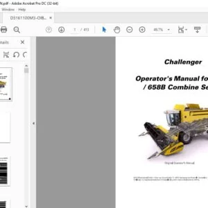Challenger Operator's Manual for 654B 658B Combine Series - PDF DOWNLOAD