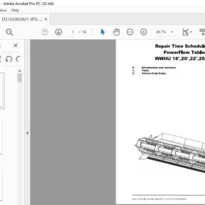 Challenger PowerFlow Tables WWHU 18' 20' 22' 25' 30' Repair Time Schedule Manual