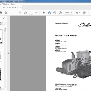 Challenger Rubber Track Tractor MT845E MT855E MT865E MT875E Operator's Manual 582752D1D