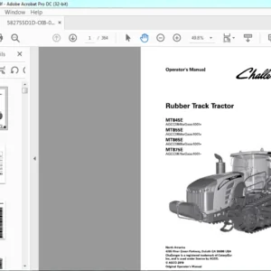 Challenger Rubber Track Tractor MT845E MT855E MT865E MT875E Operator's Manual 582755D1D