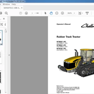 Challenger Rubber Track Tractor MT855E MT865E MT875E LRC Operator's Manual 569587D1C