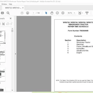 Challenger WR9735 WR9740 WR9760 WR9770 Windrower Tractor Repair Time Schedule Manual
