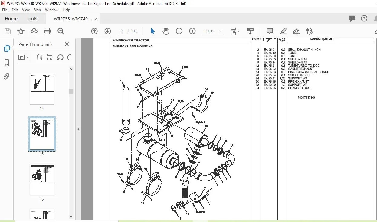 Challenger WR9735 WR9740 WR9760 WR9770 Windrower Tractor Repair Time Schedule Manual - Image 3