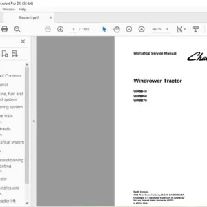 Challenger WR9840 WR9860 WR9870 Windrower Tractor Workshop Service Manual - PDF DOWNLOAD