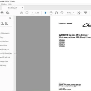 Challenger WR9900 Series WR9950 WR9960 WR9970 WR9980 Windrower Operator's Manual