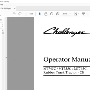 Challenger МT745C MT755C MT765C Rubber Track Tractor Operator Manual 521969D1K