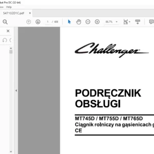 Challenger МT745D MT755D MT765D Ciągnik rolniczy na gąsienicach gumowych -CE PODRĘCZNIK OBSŁUGI - (POLISH)
