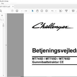Challenger МT745D MT755D MT765D Gummibceltetraktor СЕ Betjeningsvejledning 547100D1C - (DANISH)