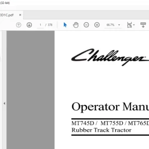 Challenger МT745D MT755D MT765D Rubber Track Tractor Operator Manual 547090D1C