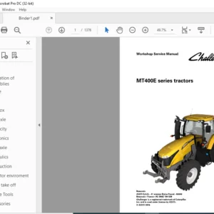 Challenger МТ400E Series МТ455E MT465E MT475E MT485E MT495E Tractors Workshop Service Manual