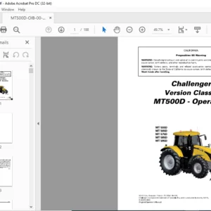 Challenger МТ500D Series MT 555D MT 565D MT 575D MT 585D MT 595D Version Classic Operator Instruction Manual