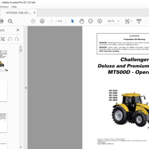 Challenger МТ500D Series МТ 555D MT 565D MT 575D MT 585D MT 595D Operator Instruction Manual