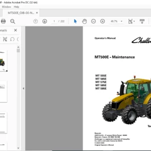 Challenger МТ500E Series MT555E MT565E MT575E MT585E MT595E Techstar CVT Operator's Manual
