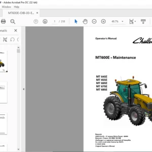 Challenger МТ600E Series MT 645E MT 655E MT 665E MT 675E MT 685E Operator's Manual ACT000389B
