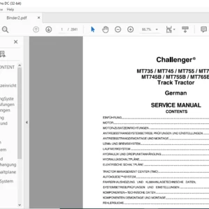Challenger МТ735 МТ745 МТ755 МТ765 МТ745В МТ755В МТ765В Track Tractor Service Manual - (German)