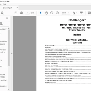 Challenger МТ735 МТ745 МТ755 МТ765 МТ745В МТ755В МТ765В Track Tractor Service Manual -(ltalian)