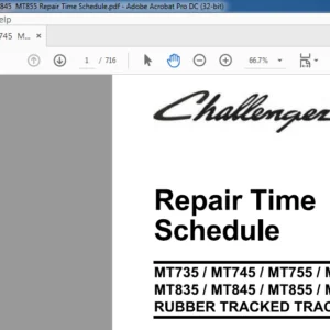 Challenger МТ735 МТ745 МТ755 МТ765 МТ835 МТ845 МТ855 МТ865 МТ875 Repair Time Schedule Manual