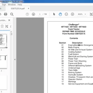 Challenger МТ745D MT755D MT765D Track Tractor Repair Time Schedule Manual 558752D1A