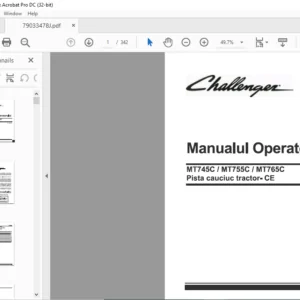Challenger МТ745С МТ755С МТ765С Pista cauciuc tractor- СЕ Manualul Operatorului 79033478 J - (Romania)