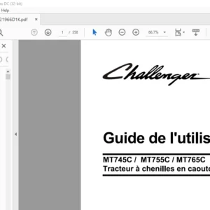 Challenger МТ745С МТ755С МТ765С Tracteur а chenilles en caoutchouc Guide de l'utilisateur 521966D1 К - (FRENCH)