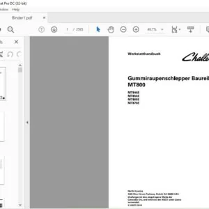 Challenger МТ800 Series МТ845Е МТ855Е МТ865Е МТ875Е Gummiraupenschlepper Baureihe Werkstatthandbuch - (German)