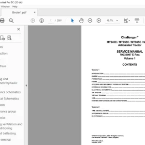Challenger МТ945С МТ955С МТ965С МТ975С Articulated Tractor Service Manual 79033097E
