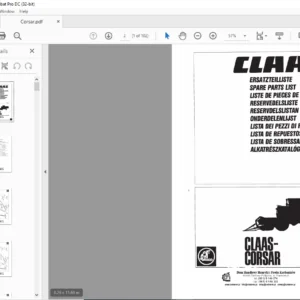 Claas Corsar Spare Parts List Manual - PDF DOWNLOAD