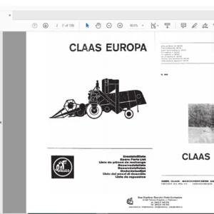 Claas Europa Spare Parts List Manual - PDF DOWNLOAD