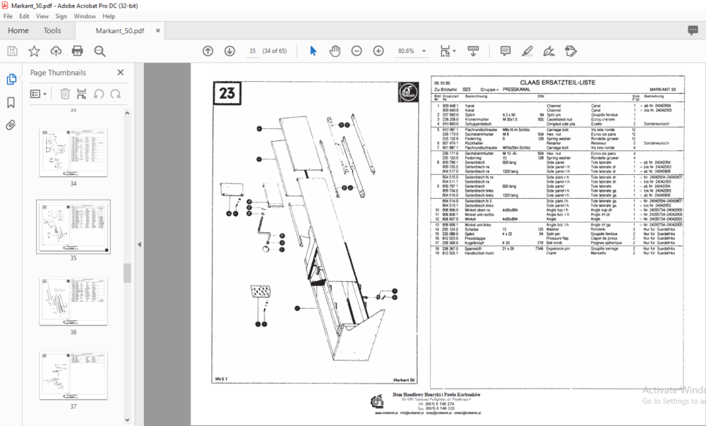 Claas Markant 50 Spare Parts List Manual - PDF DOWNLOAD - HeyDownloads ...