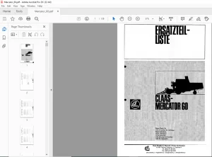 Claas Mercator 60 Spare Parts List Manual - PDF DOWNLOAD
