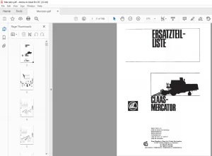 Claas Mercator Spare Parts List Manual - PDF DOWNLOAD