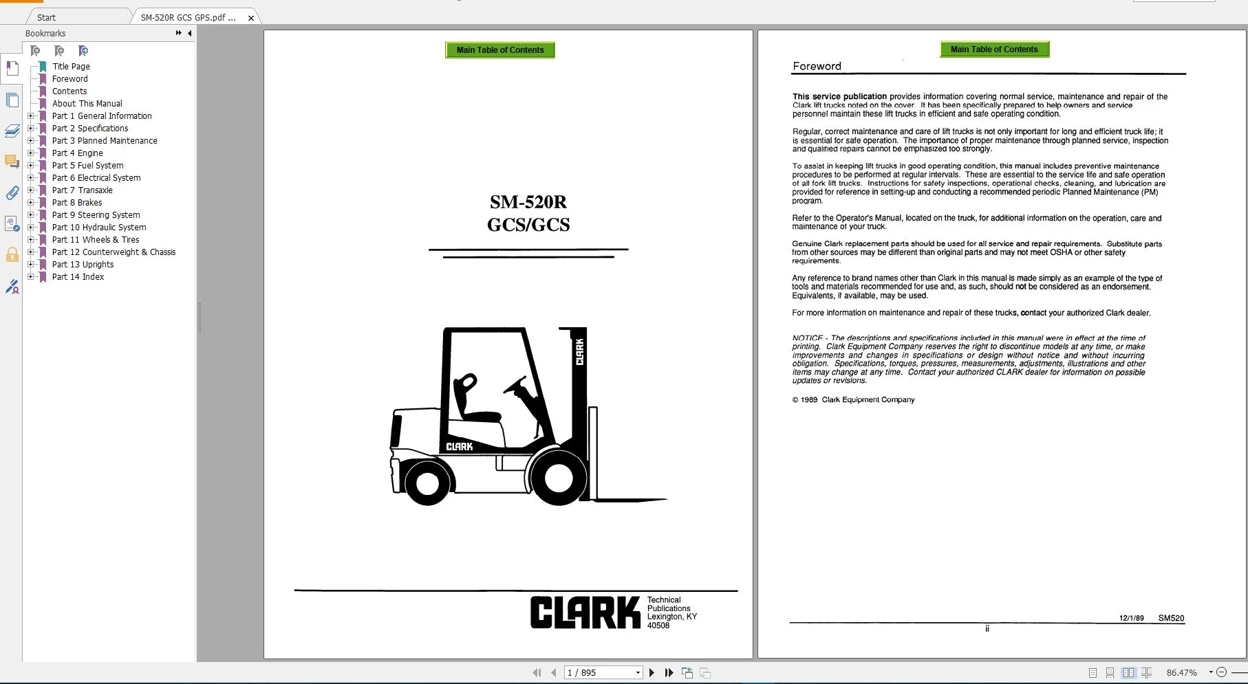 Clark Forklift PDF Service Manual, Maintenance, Schematic and Service Bulletins - COMPLETE - Image 7