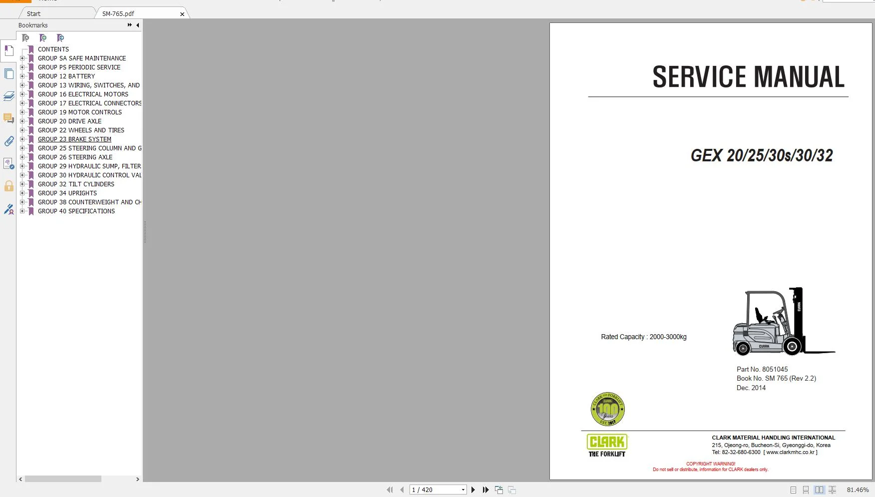 Clark Forklift PDF Service Manual, Maintenance, Schematic and Service Bulletins - COMPLETE - Image 9