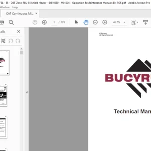 DBT Disel FBL-55 Shield Service Manual Hauler Underground Mine Cat Continuous MinerFBL-55 - PDF DOWNLOAD
