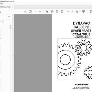 DYNAPAC CA600PD SPARE PARTS CATALOGUE SCA600PD-1EN5 - PDF DOWNLOAD