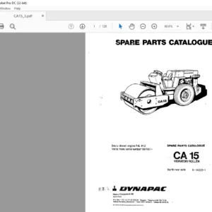 Dynapac CA 15 VIBRATORY ROLLER Spare Parts Catalogue Manual - PDF DOWNLOAD