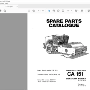 Dynapac CA 151 Vibratory Roller Spare Parts Catalogue Manual - PDF DOWNLOAD