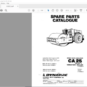 Dynapac CA 25 Series 2 Vibratory Roller Spare Parts Catalogue Manual - PDF DOWNLOAD