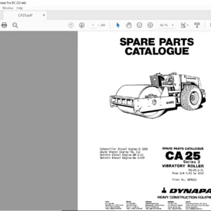 Dynapac CA 25 Series 2 Vibratory Roller Spare Parts Catalogue Manual - PDF DOWNLOAD