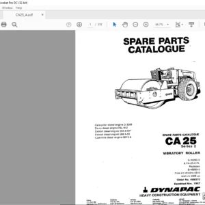 Dynapac CA 25 Vibratory Roller Spare Parts Catalogue Manual - PDF DOWNLOAD