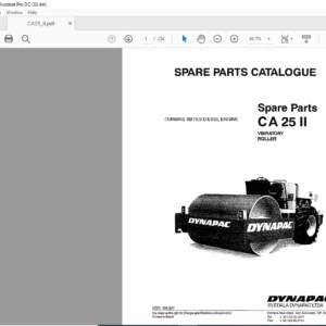 Dynapac CA 2511 Vibratory Roller Spare Parts Catalogue Manual - PDF DOWNLOAD